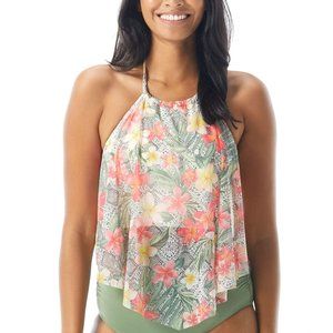 Coco Reef Monaco Aura Mesh Ruffle Cropped Underwire Tankini Top 34DD